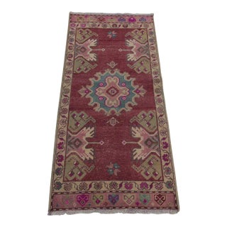 1970s Turkish Anatolian Traditional Red Oushak Doormat Small Rug For Sale