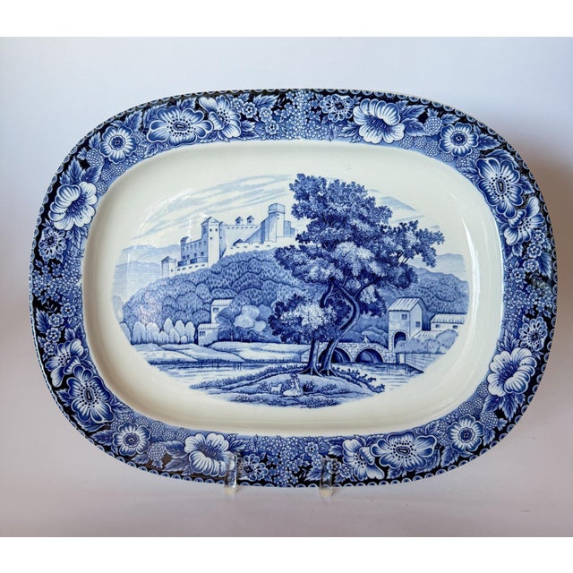 Fantastic late 20th century blue and white transferware platter, probably a Japanese imported piece. The blue and white...