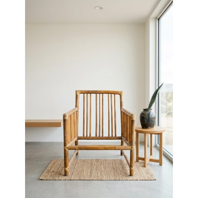 Italian Mid-Century Modern Indian Cane and Bamboo Lounge Chair For Sale - Image 4 of 4
