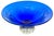 Pairpoint Cobalt Blue Wheel-Engraved Floral Art Glass Center Bowl with Controlled Bubble Pedestal, New Bedford, circa...