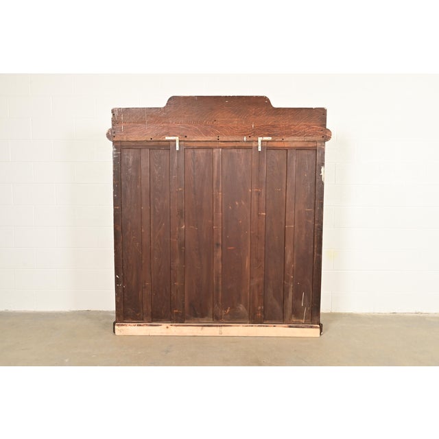 R. J. Horner Style Antique Victorian Carved Oak Triple Bookcase, Circa 1880s For Sale - Image 12 of 13