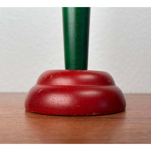 Postmodern Postmodern Wood Yellow Green Red Model Monokel Candleholder from Ikea, 1980s For Sale - Image 3 of 14