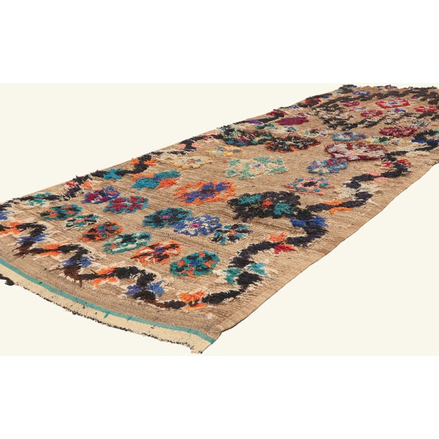 22039 Vintage Boujad Moroccan Rug, 03'05 x 08'05. The Sacred Haven: A Vintage Boujad Moroccan Masterpiece of Celestial...