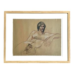 Vintage Boho Drawing of Reclined Man