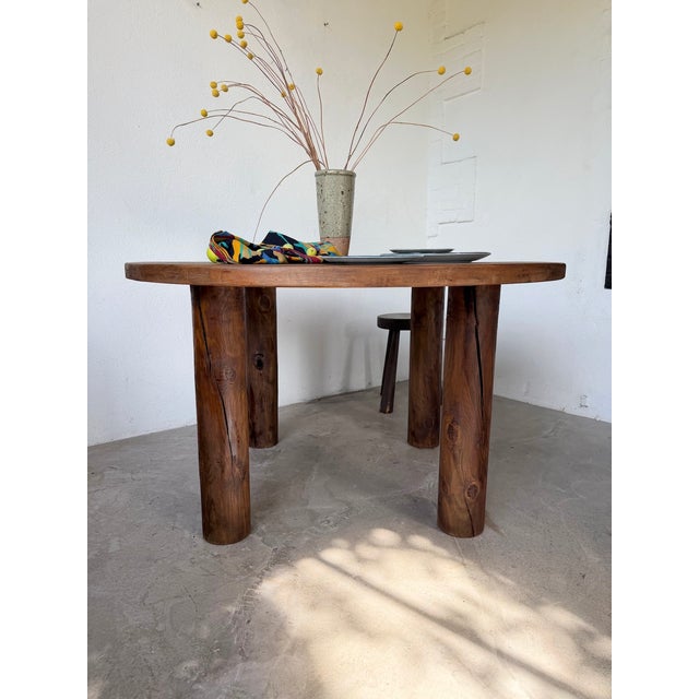 Constructivist Round Table in Walnut, 1950s For Sale - Image 11 of 18