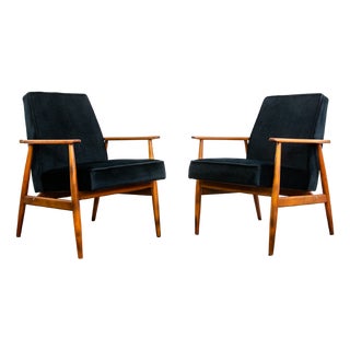 Set of Mid-Century Beech Armchairs by H. Lis, 1960s For Sale