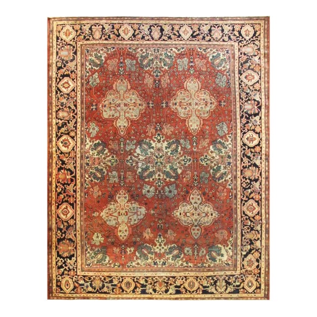 Antique Persian Feraghan Sarouk Carpet 9'1" X 11'9" For Sale