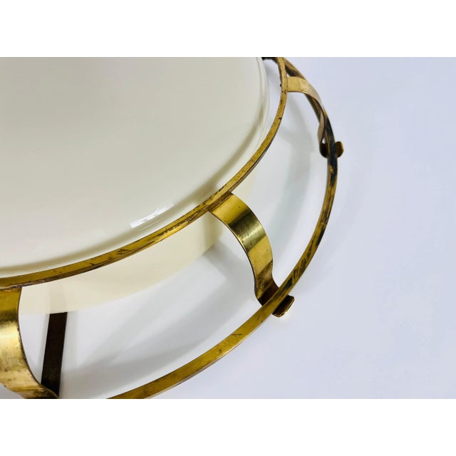 Mid-Century Modern Brass and Glass Wall Lamp or Flush Mount, Italy, 1960s For Sale - Image 3 of 12