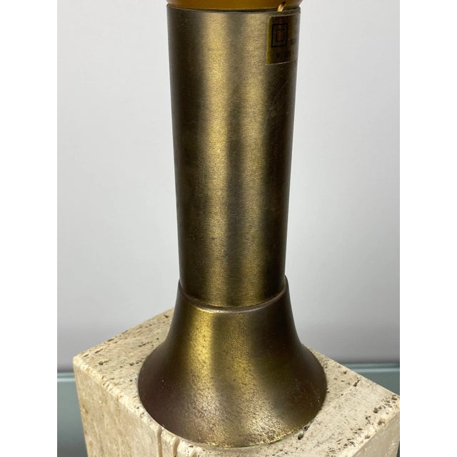 Marble Travertine & Brass Table Lamp by Fratelli Mannelli, Italy, 1970 For Sale - Image 10 of 12