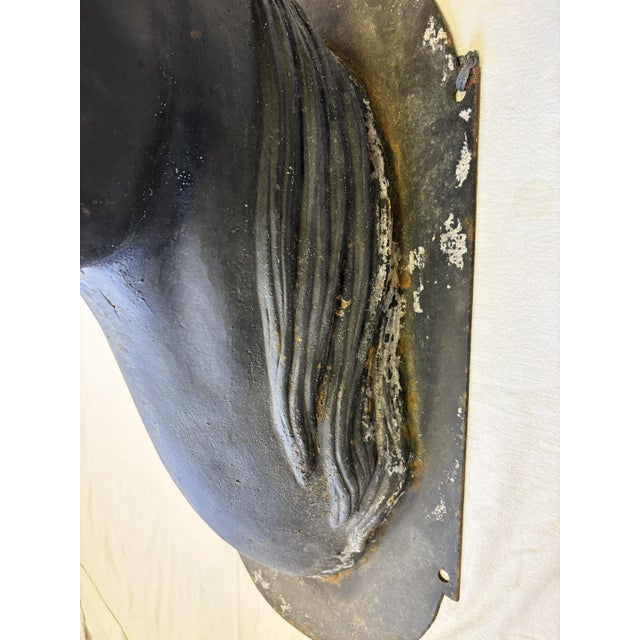 Antique French Life Size Heavy Cast Iron Horse Head Wall Mount Plaque Indoor/ Outdoor For Sale - Image 14 of 18