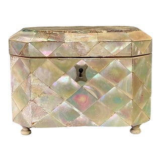 English Mother-of-Pearl Tea Caddy For Sale
