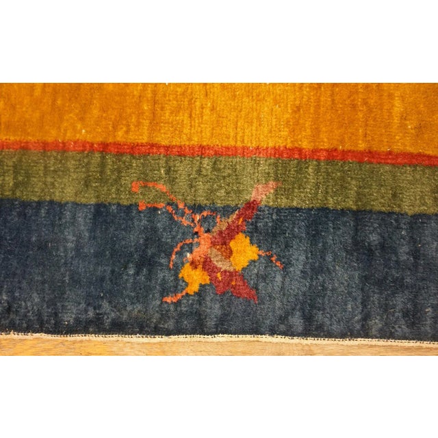 1920s Orange Floral Modern Antique Chinese Art Deco Carpet Oval Small Rug For Sale In New York - Image 6 of 14