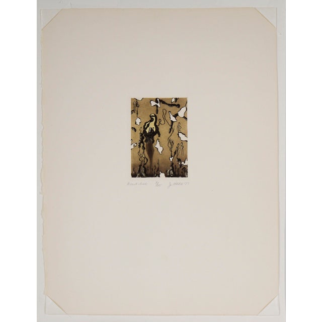 "Avant Hier" - Lithograph on Paper Abstract expressionist lithograph on paper depicting figures, with clouds of white by...