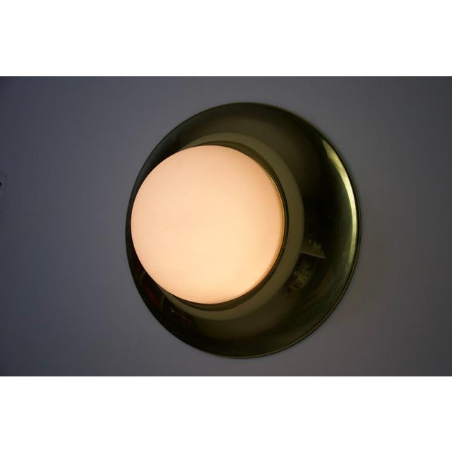 Brass and Opaline Glass Flush Mount by Glashütte Limburg, 1960s For Sale - Image 13 of 14