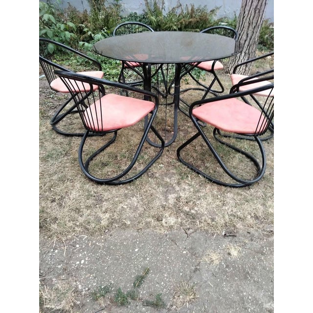 Gastone Rinaldi Six-Piece Rima Wire Dining Set with Smoked Glass Table by Gastone Rinaldi, 1970s, Set of 7 For Sale - Image 4 of 6