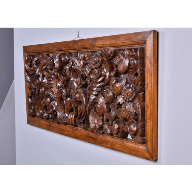 Large Early 20th Century Intricately Hand Carved Walnut Panel For Sale - Image 9 of 11