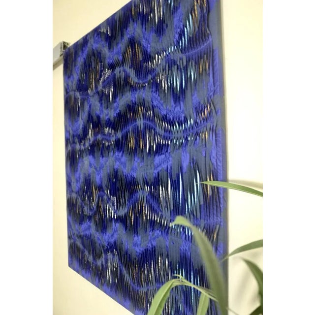 Contemporary Cobalt Textured Composition, Canvas Painting, Framed For Sale - Image 3 of 13