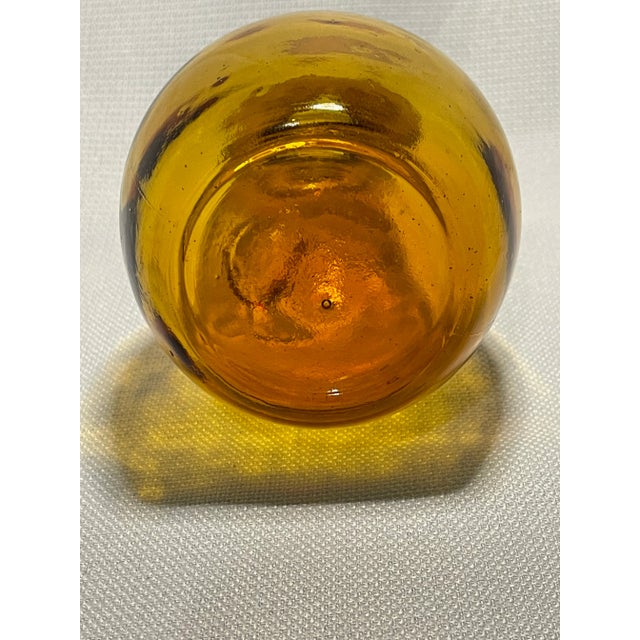 Mid-Century Modern Mid 20th Century Mid-Century Hand-Blown Amber Glass Carafe With Fleur De Lis For Sale - Image 3 of 5