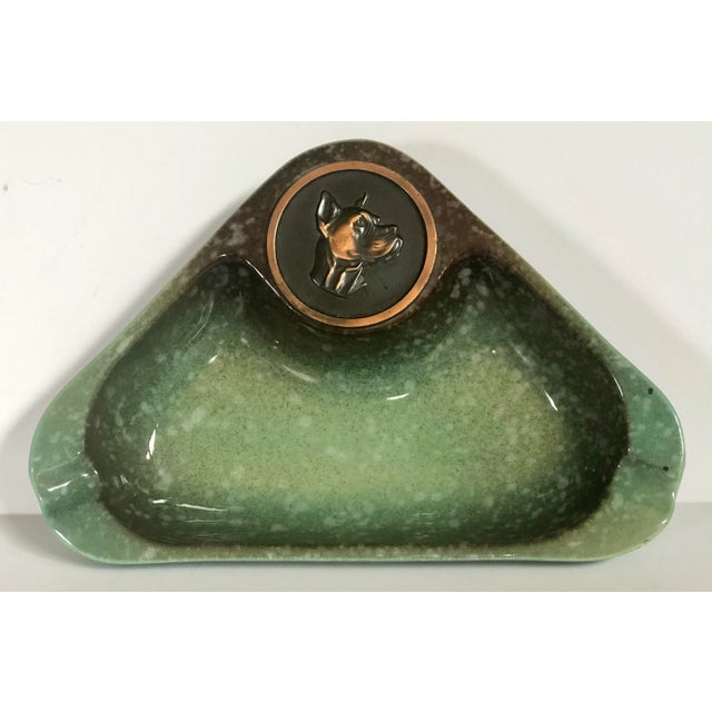 1940 Hyde Park Rookwood Ashtray/Catchall With Dog Head Copper Medallion For Sale - Image 10 of 10