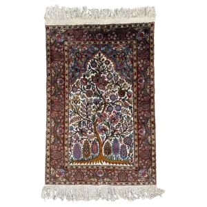 Small Vintage Indian Fine Silk Rug