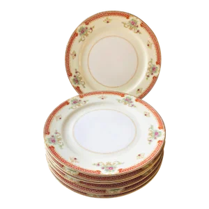 Vintage Mn "Cynthia" Floral Design Fine China Dinner Plates- Set of 7