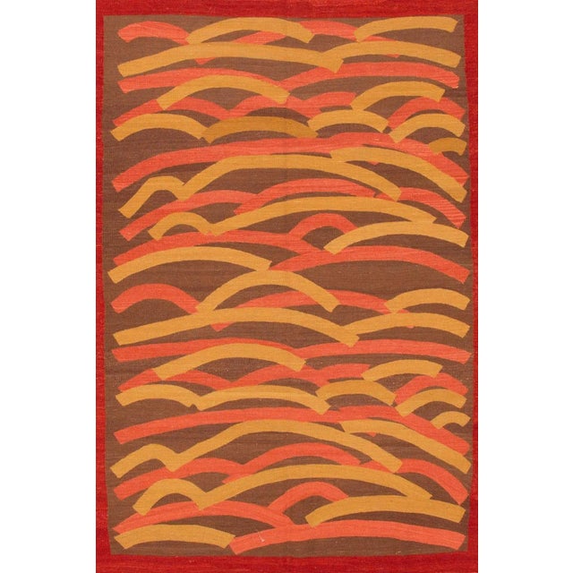 2010s 21st Century Modern Persian Multicolored Kilim Rug, 5'1" X 7'3" For Sale - Image 5 of 6