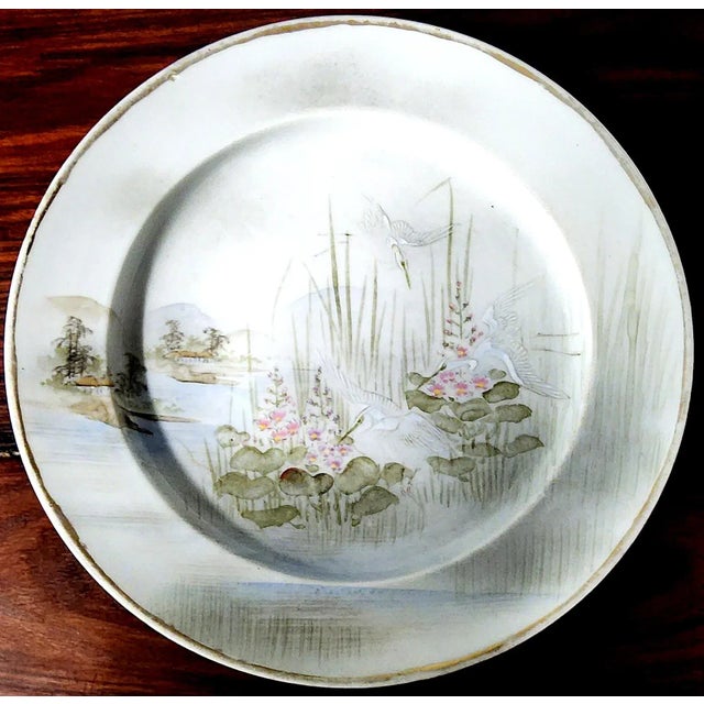 Antique Japanese Fine Porcelain Hand Painted Lg. Round Serving Platter For Sale - Image 13 of 13