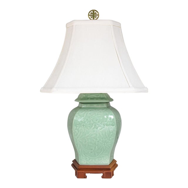 Celadon Green Ginger Jar Chinoiserie Accent Lamp with Shade Chairish