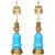 Blue Opaline Glass Lamps - a Pair For Sale
