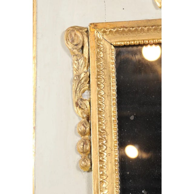 1775 French Transition Period Painted and Gilt Trumeau Mirror with Carved Urn For Sale - Image 11 of 13