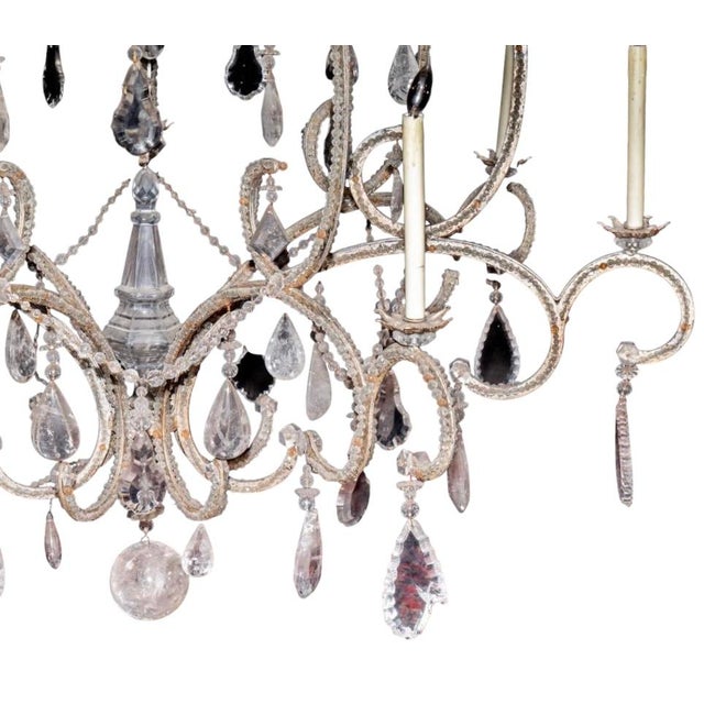 1990s Huge Ebanista Silver Gilt Metal & Rock Crystal Chandelier For Sale - Image 5 of 5