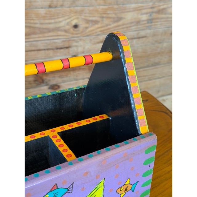 Vintage Coastal Hand-Painted Wood Fish Caddy For Sale In Naples, FL - Image 6 of 11