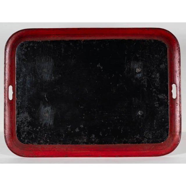 An Antique Painted Tole Tray on Stand For Sale In Los Angeles - Image 6 of 9