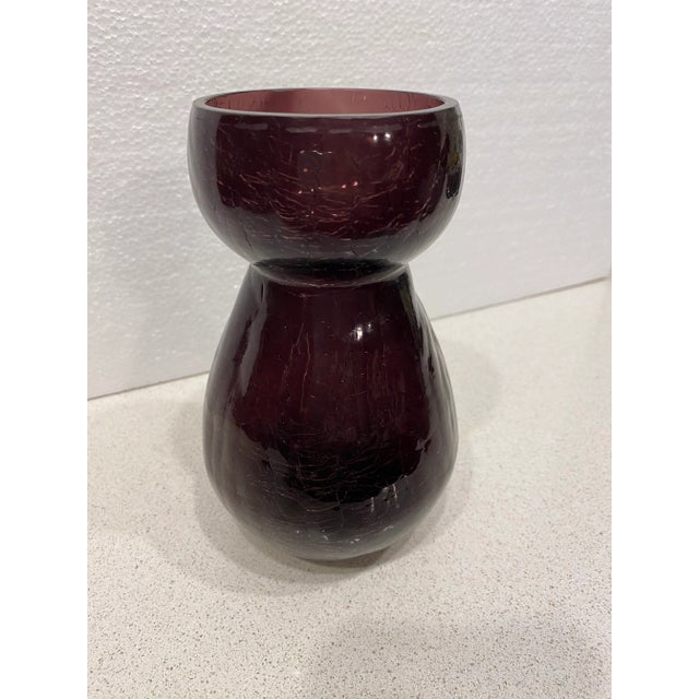 Amethyst Mid Century Modern Amethyst Crackle Glass Hyacinth Vase For Sale - Image 8 of 8