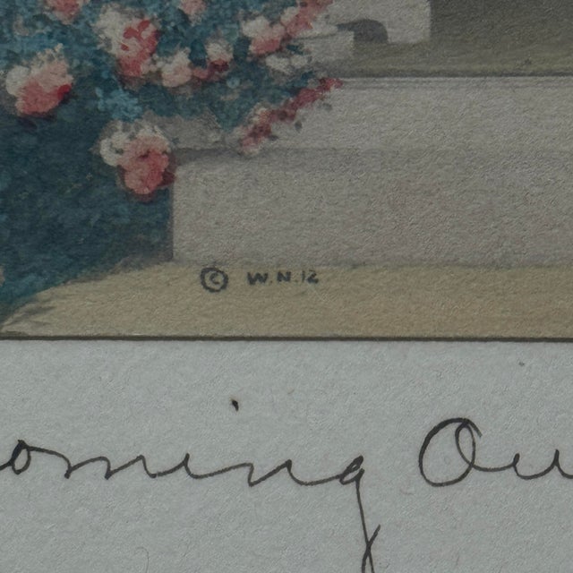 Paper Antique Wallace Nutting Hand Colored Photograph the Coming Out of Rosa For Sale - Image 7 of 12