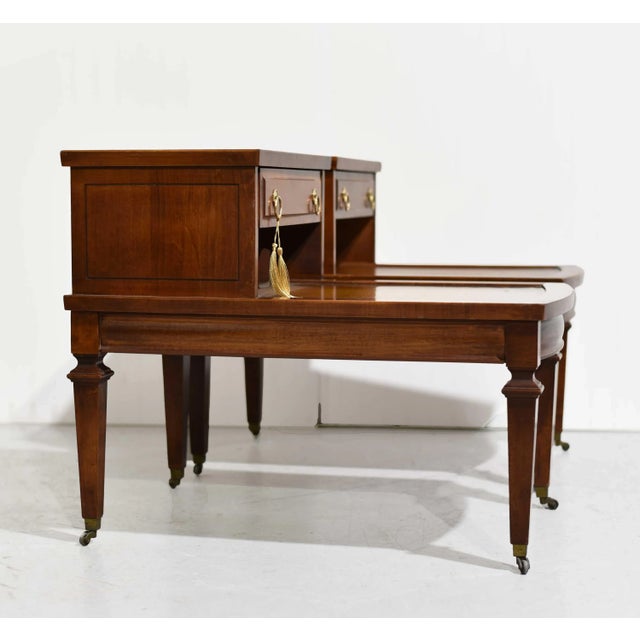 Mid Century Mahogany Leather Top Side Tables by Mersman - A Pair For Sale In Chicago - Image 6 of 11