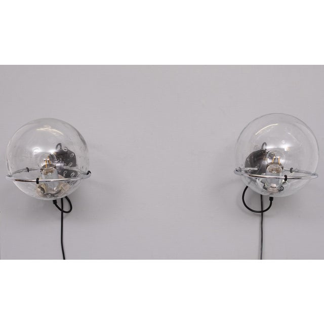 1970s Basket-Globe Wall Lamps with Raindrop Glass Bowl from Raak Amsterdam, 1970s, Set of 2 For Sale - Image 5 of 13