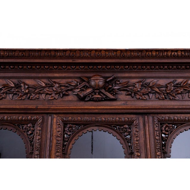 Antique French Carved Library, 1880 For Sale - Image 5 of 13