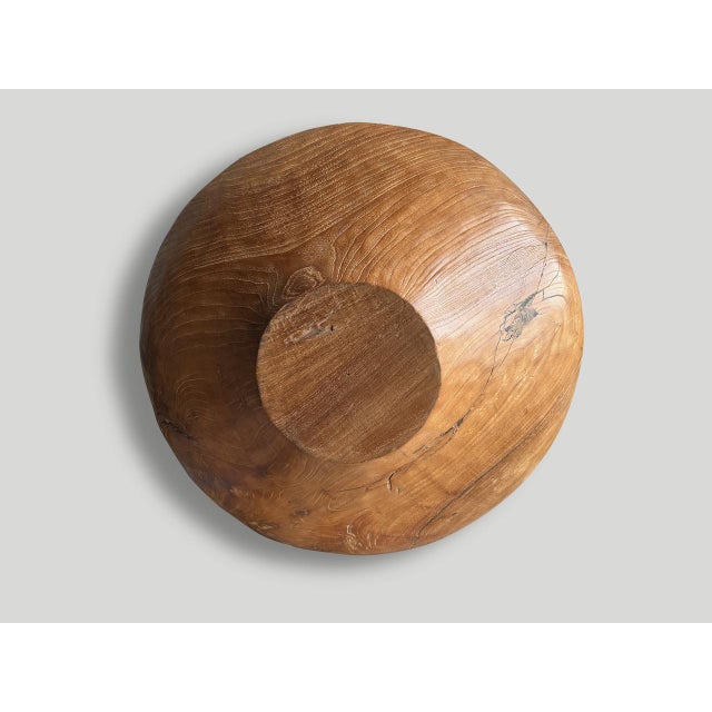 Andrianna Shamaris Monumental Sculptural Rare Teak Wood Bowl For Sale - Image 9 of 18