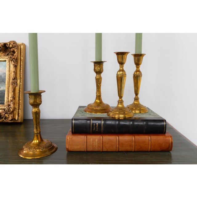 Vintage Danish Brass Candlesticks, 1950s, Set of 4 For Sale - Image 12 of 17