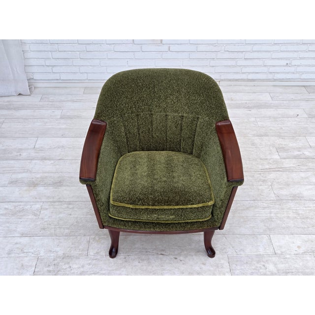 Norwegian Armchair in Green Furniture Fabric and Teak Wood, 1970s For Sale - Image 16 of 18