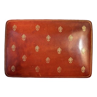 Vintage Italian Florentine Leather Jewelry Box – Oxblood & Gilt Fleur-De-Lis For Sale