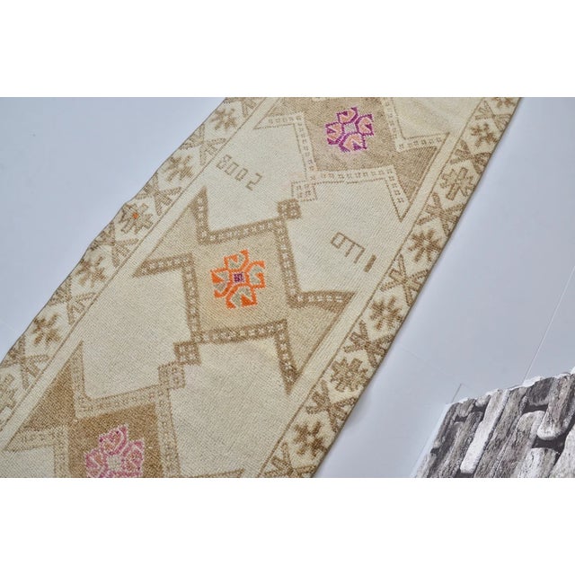 Traditional Vintage Anatolian Runner, Hand-Woven Wool With Traditional Geometric Motifs For Sale - Image 3 of 10