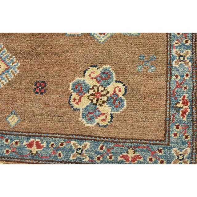 2020s Kazak Rug 4′ X 5’11” Brown Wool Tribal Hand-Knotted Oriental Carpet For Sale - Image 5 of 12