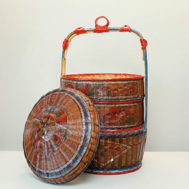 Chinese Mid 20th Century Vintage Antique Chinese Wedding Basket For Sale - Image 3 of 11