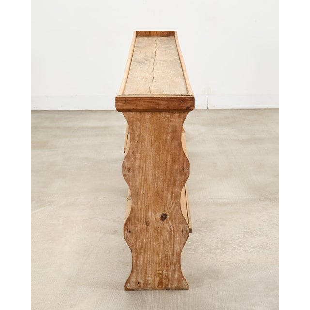 19th C. French Country Pine Farmhouse Cupboard Shelf Étagère 7 Ft For Sale - Image 13 of 15
