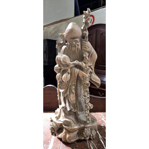 Large Chinese Sculpture in Light Wood For Sale - Image 3 of 7