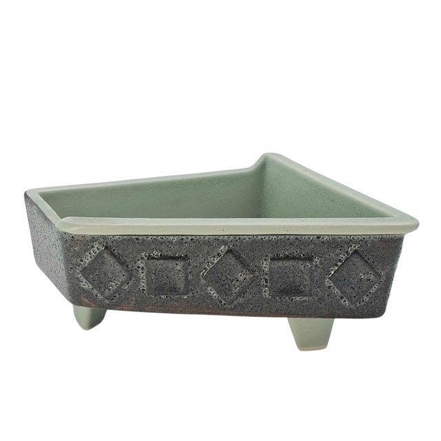 Celadon Mid-Century Japanese Studio Pottery Brutalist Ikebana Planter in Celadon Stoneware For Sale - Image 8 of 16