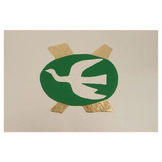 Georges Braque, The Dove on a Green Background, Engraving Enhanced with Gold For Sale