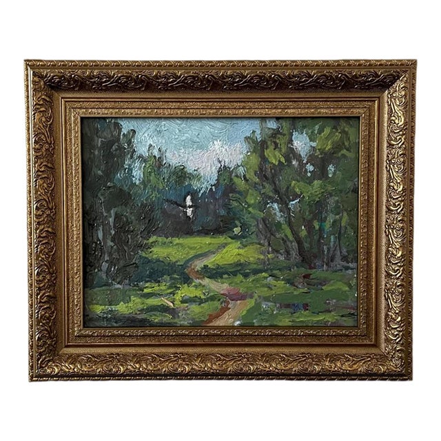 1970 European Post-Impressionist Oil Landscape “Old Park”, Framed For Sale